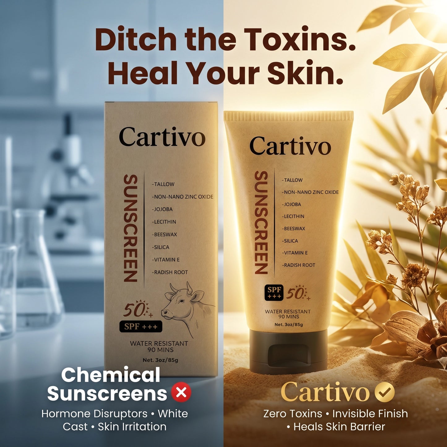 SPF 50++ Tallow Sunscreen by Cartivo
