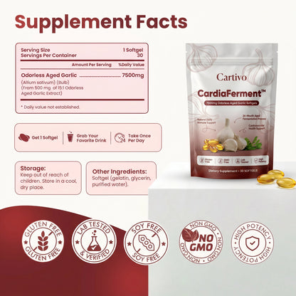 CardiaFerment™ — 7500mg Odorless Aged Garlic Softgels by Cartivo