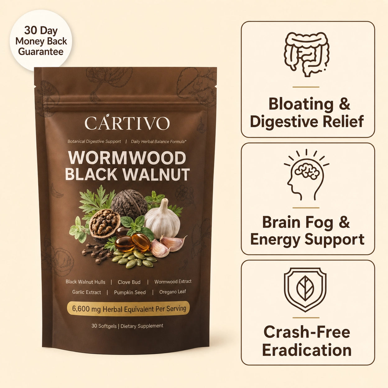 Cartivo Wormwood Black Walnut Softgels