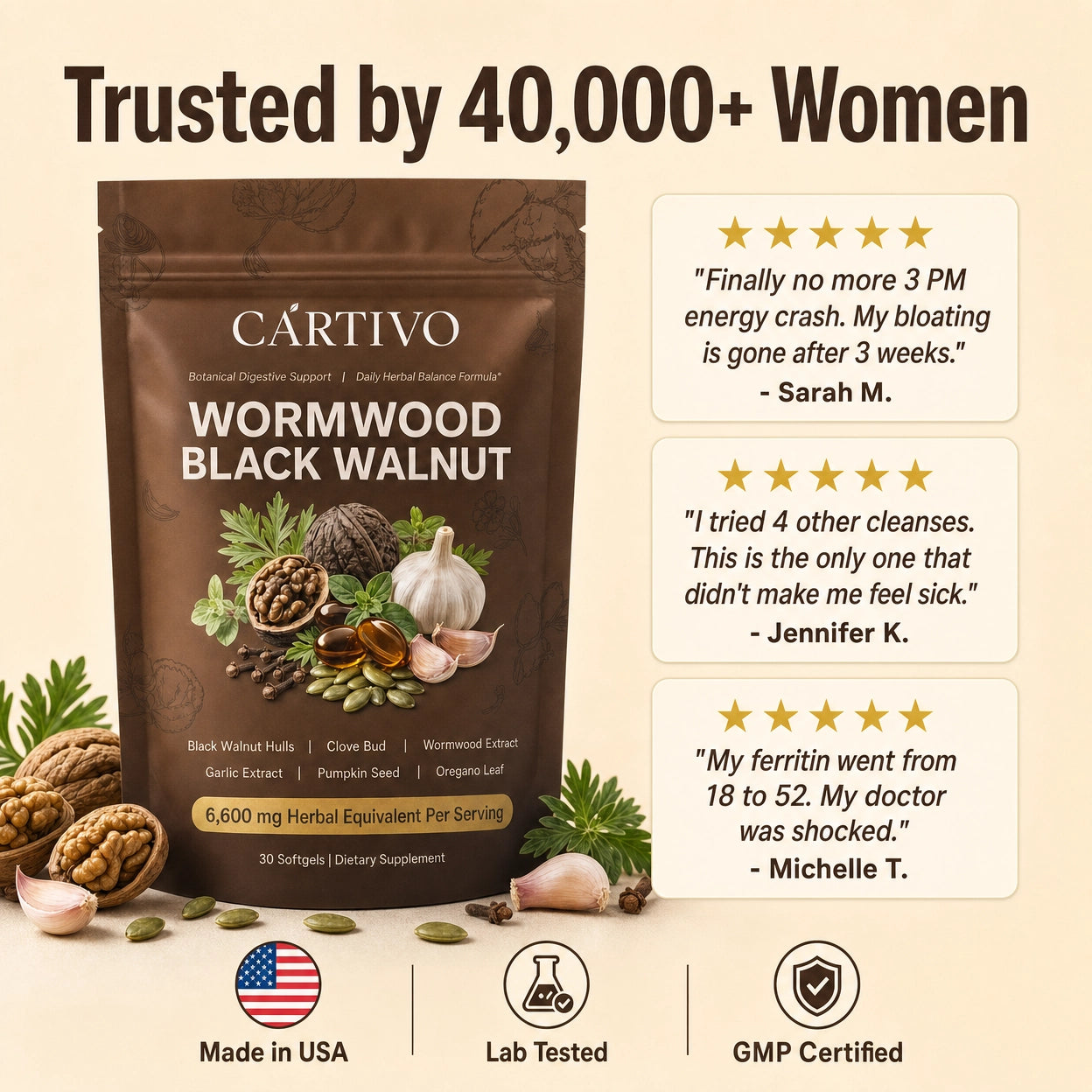 Cartivo Wormwood Black Walnut Softgels